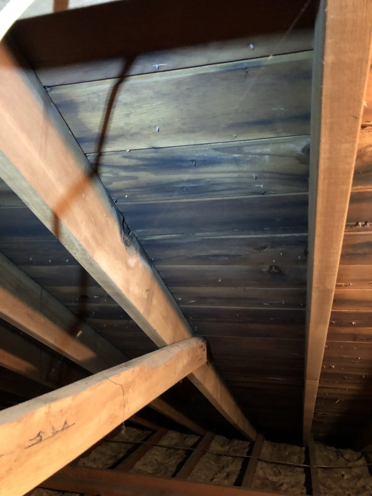 Attic condensation forms on the wooden beams and walls of your attic.